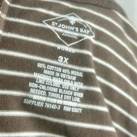 St John's Bay Open Cardigan Sweater Women Plus 3X Brown White Stripe Lightweight - Picture 6 of 6